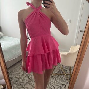 Pink Halter Neck Jumpsuit/Dress